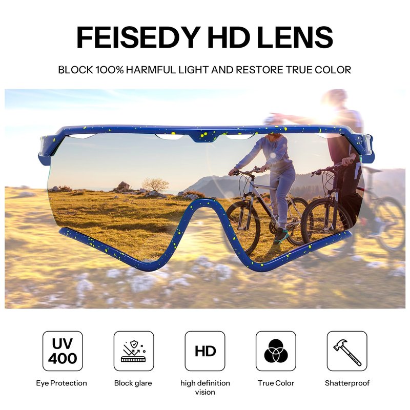 FEISEDY Sports Sunglasses for Men Women Youth Baseball Cycling Running Softball Biking Glasses B0305