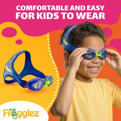 Frogglez Anti-Fog Swimming Goggles for Kids | Comfortable Pain-Free Strap for Ages 3-10