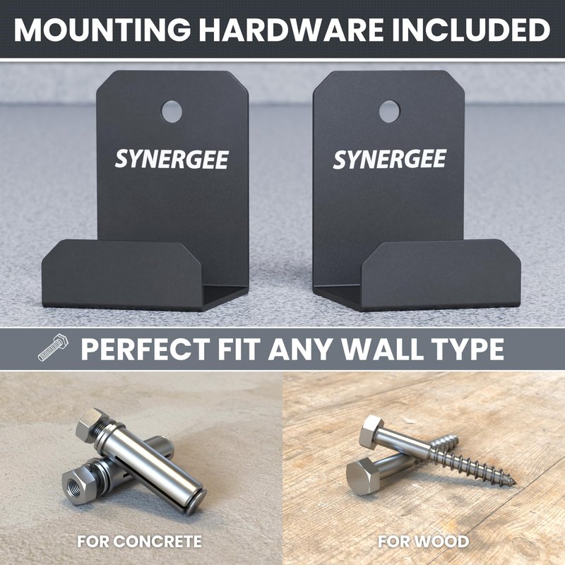 Synergee Weight Bench or Rower Wall Rack - Durable Steel Construction, Space-Saving Wall-Mounted Holder for Home Gym & Fitness Equipment, Easy Installation.