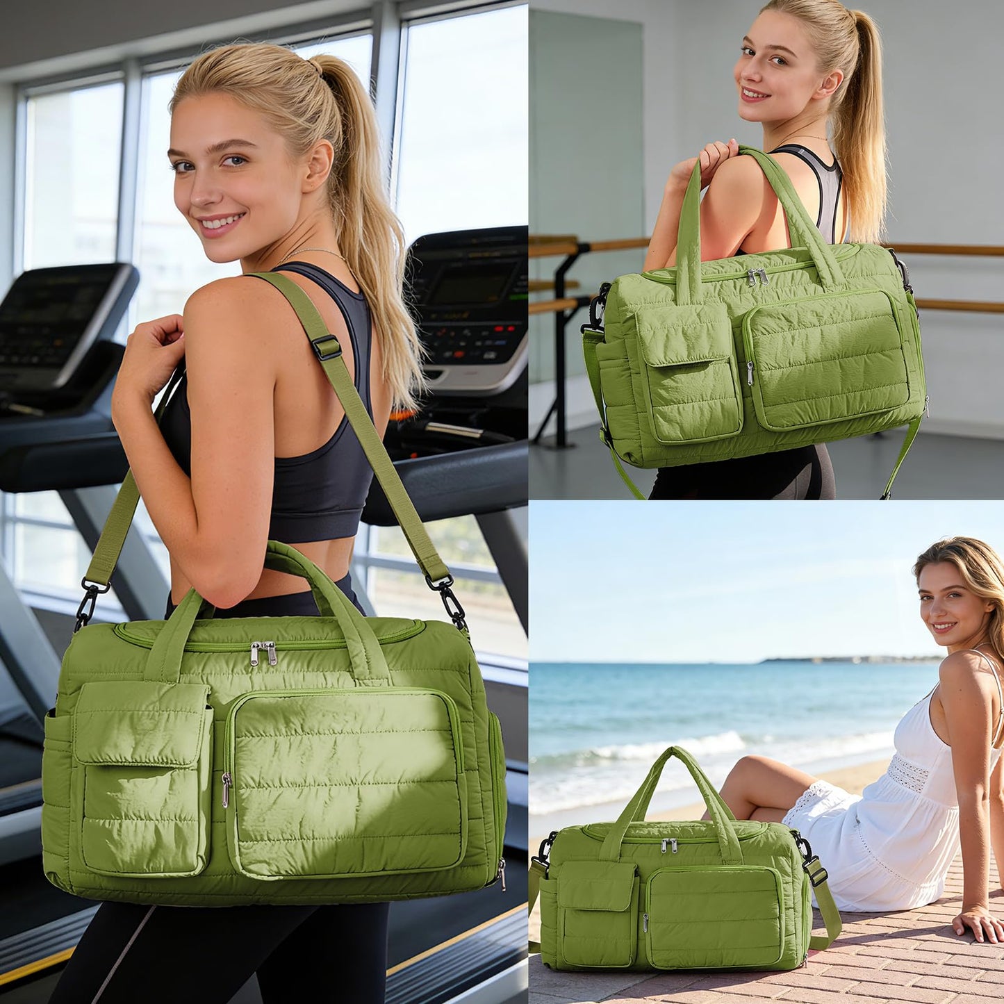 Small Gym Bag for Women, Travel Duffle Bag Carry On Weekender Bag with Shoe Compartment