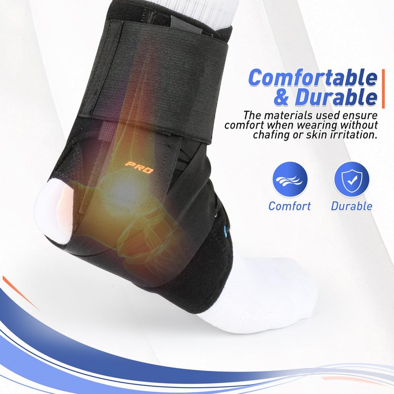 Quick Lace Up Ankle Brace for Women Men with 2 Removable Side Splints, Ankle Support Brace for Sprained Ankle, Achilles Tendonitis, Ankle Stabilizer for Basketball,Volleyball,Soccer,Tennis,M(12”-13”)