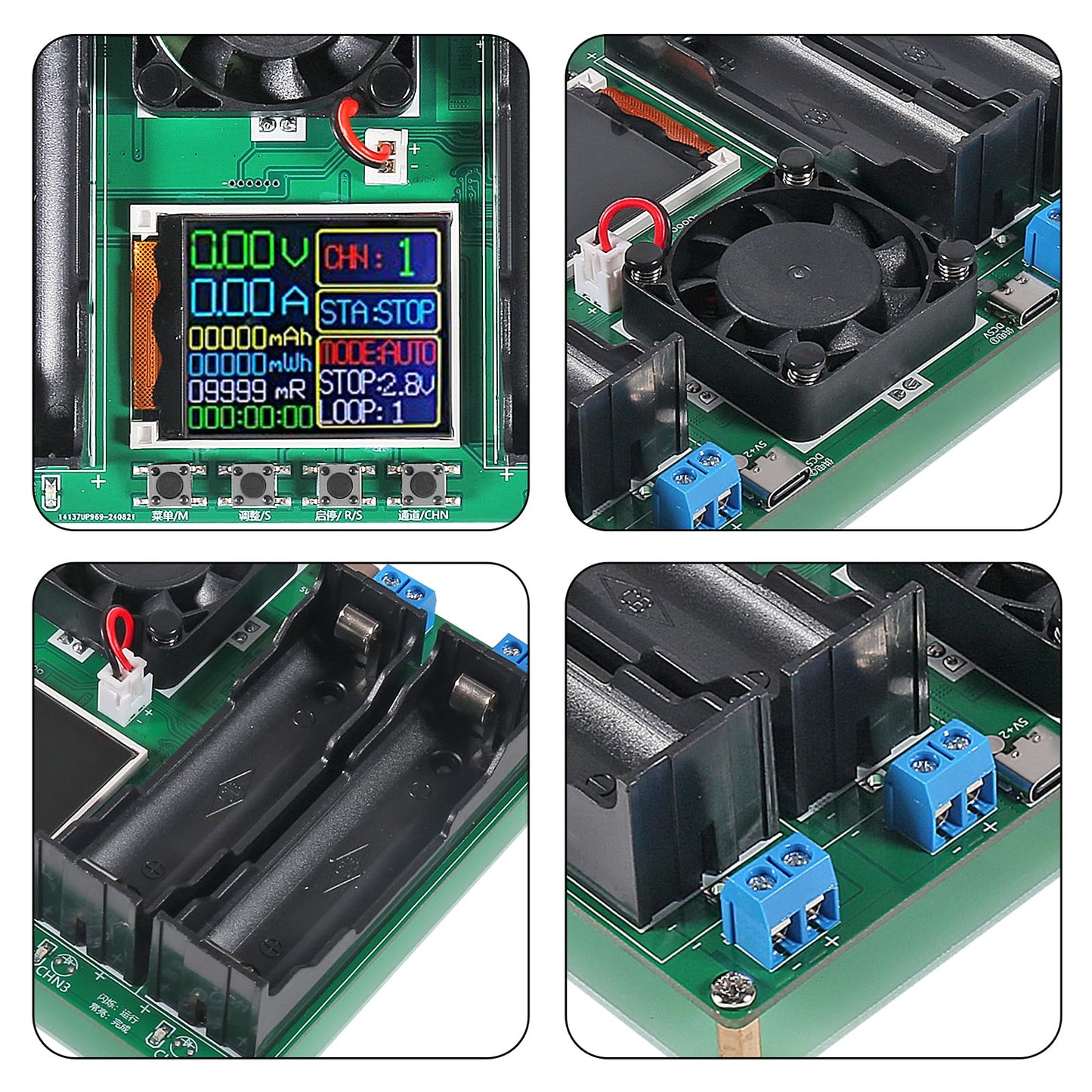 DWEII 1pcs 18650 Lithium Battery Capacity Tester Module MAh MWh Digital Battery Power Detector Module 18650 Tester Type-C (4 Channel)