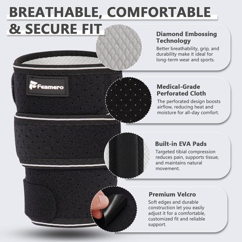 Feamero Plus Size Shin Splints Compression Wrap, Calf Compression Sleeve for Swelling, Edema & MTSS Pain Relief, Adjustable Shin Support Brace for Sprains & Muscle Tears, Men & Women (M, 1 Pcs)