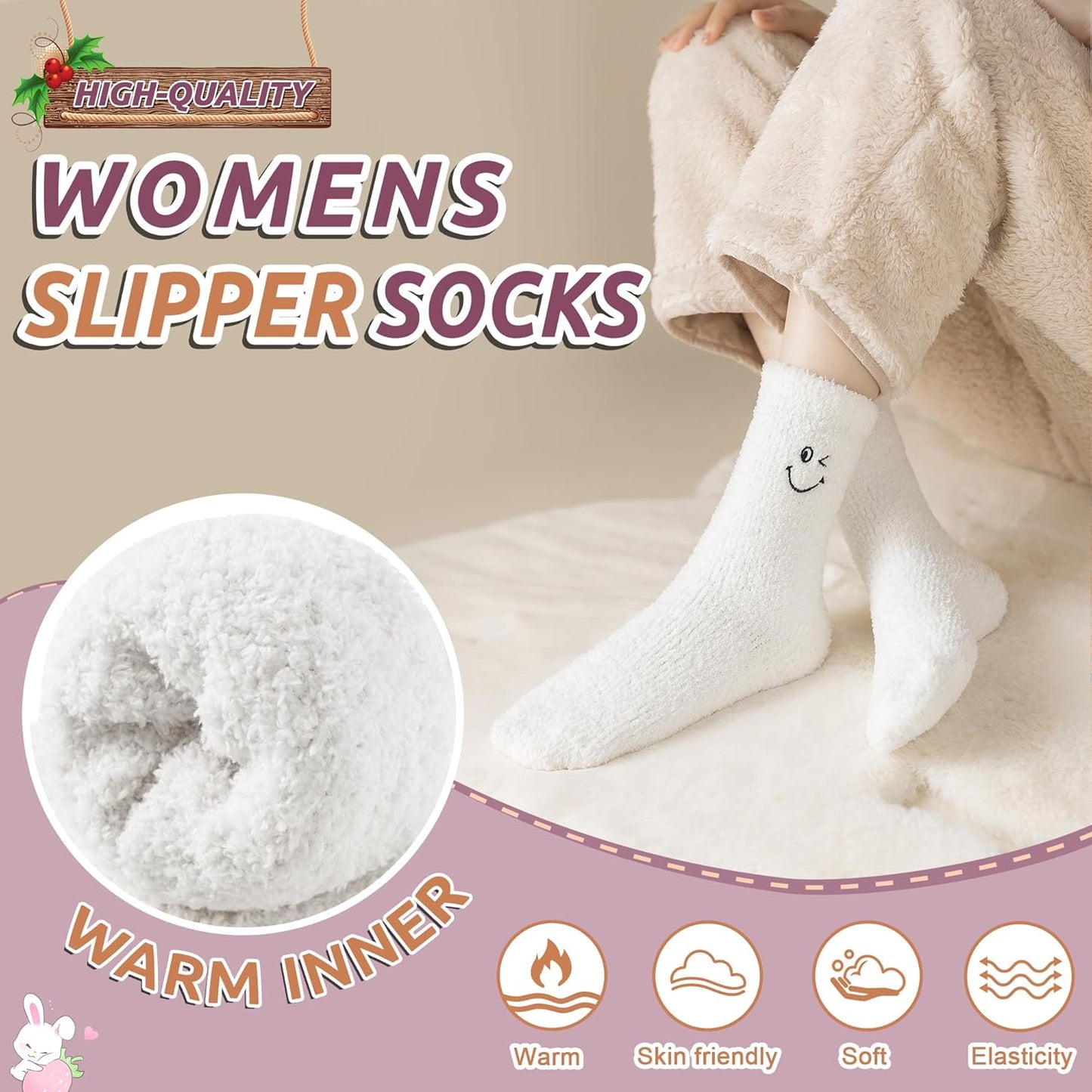 WEVIAS Women's Fuzzy Socks - Cozy Plush Slipper Socks for Winter | Soft Warm Fleece Cabin Sleep Socks