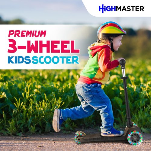 Highmaster 3-Wheel Toddler Scooter for Boys – Light-Up Wheels, Safe Ride for Ages 2+ – Holds Up to 165 lbs (Pink)