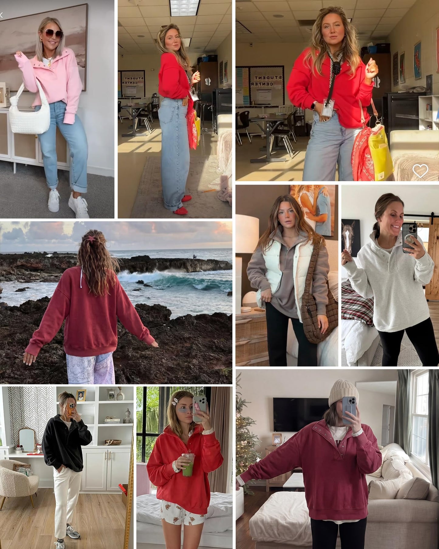 Gacaky Sweatshirt for Women Oversized Henley Neck Pullover Top Fall Outfits
