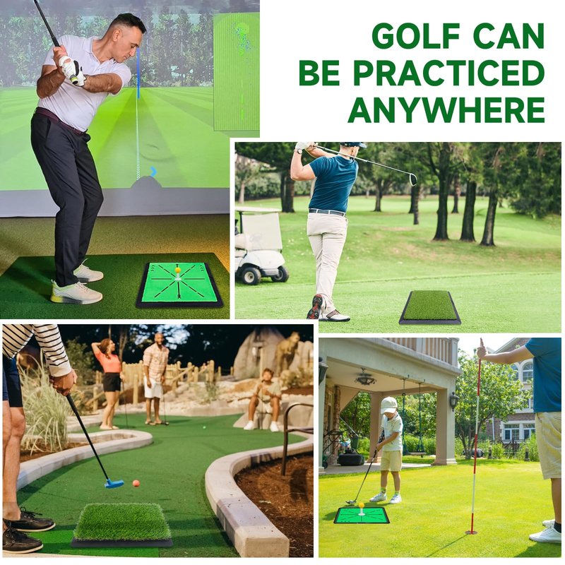 Treeroot 3 Pack Premium Golf Hitting Mat, Replaceable Golf Practice Mats, Golf Swing Mat for Swing Path Feedback Detection, Non-Slip Heavy-Duty Rubber Base, for Indoor/Outdoor Batting Training