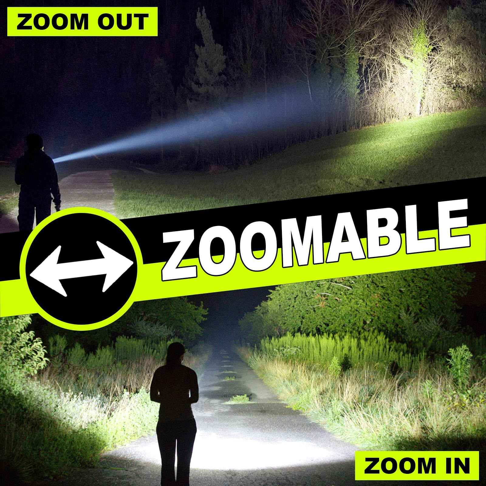 iodoo 3 in 1 Rechargeable Flashlight True 5000 Lumens Outdoor Strong Cob Light, 5000mAh Zoomable Beam LED Flash Light with Magnet Power Failure Emergency Survival Kits Snowstorm (Standard)