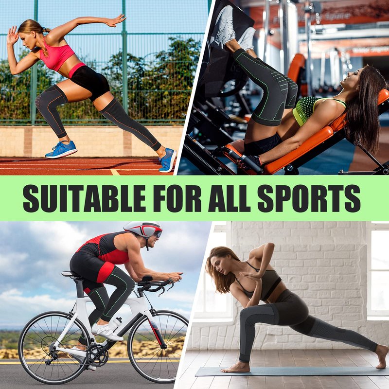 6 Pcs Long Compression Full Leg Sleeves Full Compression Knee Sleeves Braces Support for Men Women Arthritis Joint Pain Relief Reduce Varicose Veins and Swelling Cycling Sport