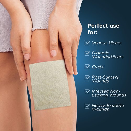 MED PRIDE Silver Calcium Alginate Wound Dressing, 10-Pack | Highly Absorbent, Nonstick, Seaweed, Easy Removal (4'' x 5'' Silver)