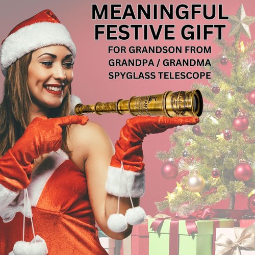 to My Grandson Gift Set from Grandpa Grandma - Grandparents Gift to Grandson | Compass & Spyglass Telescope