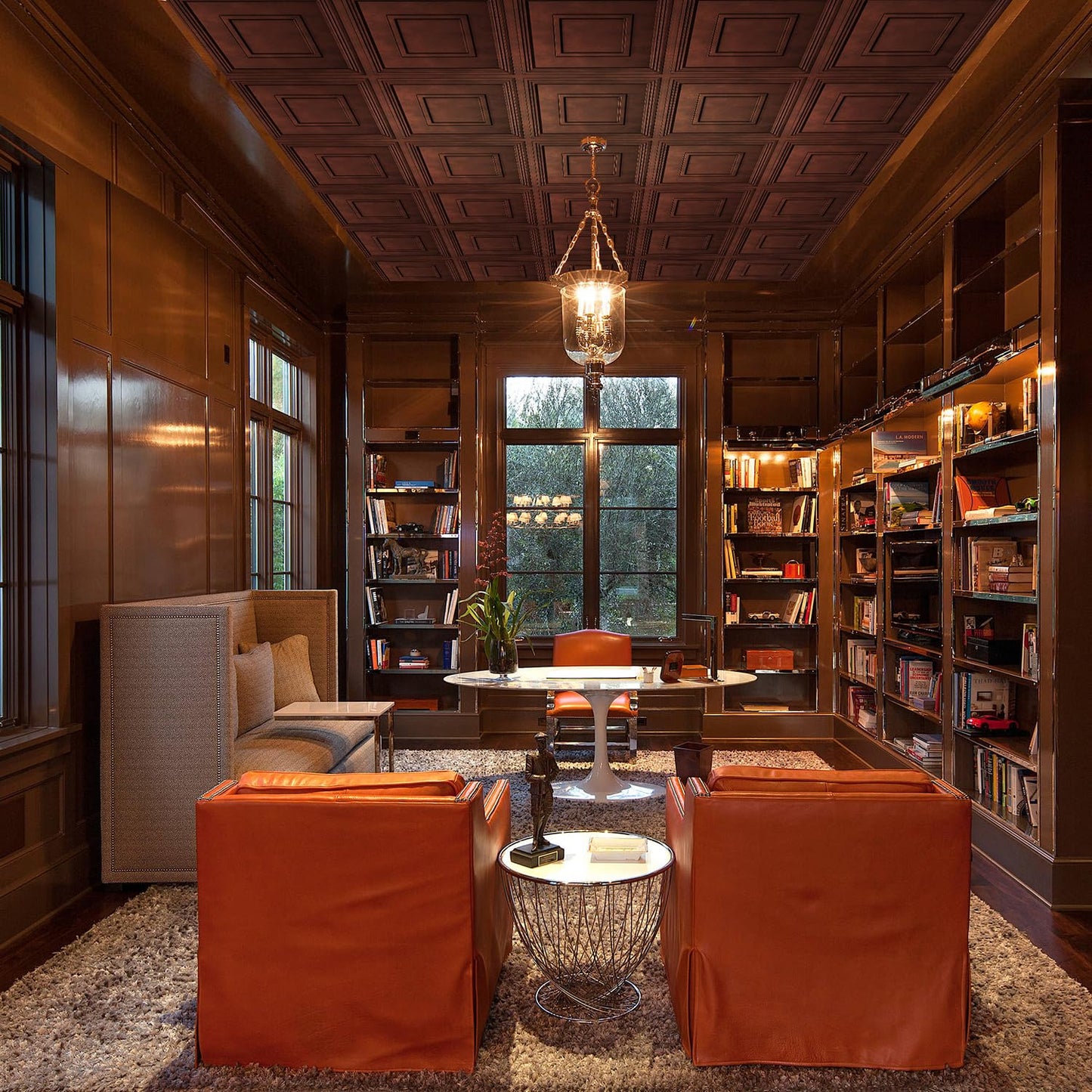 STICKGOO Glue Up Ceiling Tiles, 24x24 Inch PVC Decorative Drop Ceiling Tile Antique Copper 48 Sq. Ft, Pack of 12 Tiles