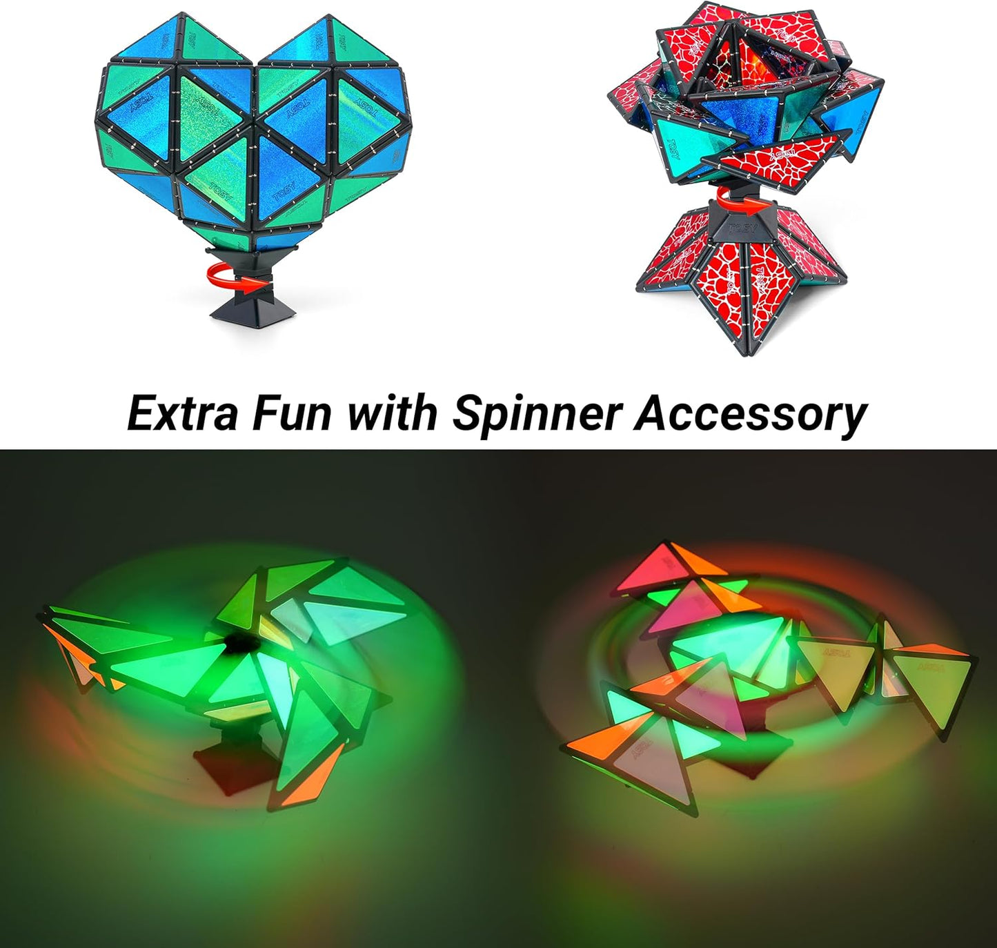 TOSY Magnet Pyramid Fidget Cube - Transforms into 1 Billion Shapes | 243 Rare Earth Magnets, Glowing Design