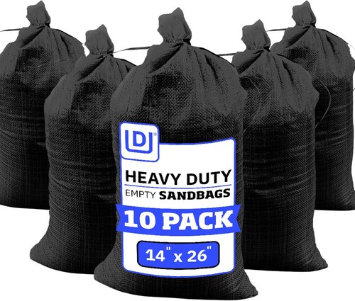 DURASACK Heavy Duty Sand Bags - UV Protected 50 lbs Capacity, 14x26 Inches, Black | Pack of 10