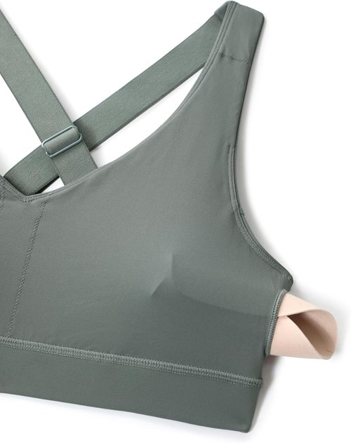 CRZ YOGA Sports Bra - Butterbreeze Criss Cross Back, V Neck, Adjustable Straps, Padded Crop Top