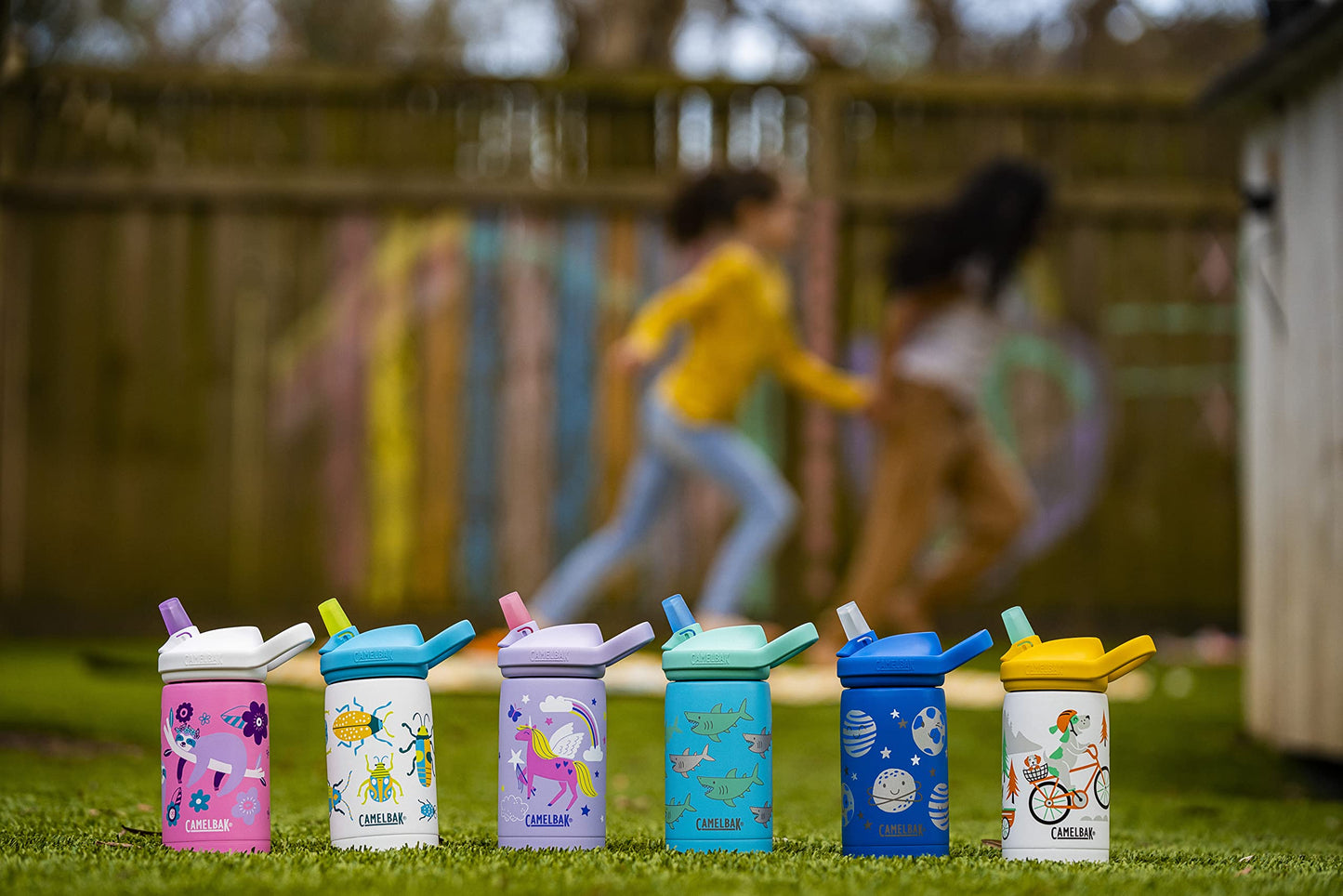 CamelBak Eddy+ Kids Insulated Stainless Steel Water Bottle with Bite Valve Straw, Leak‑Resistant Design for Everyday Hydration, 12oz, Space Smiles