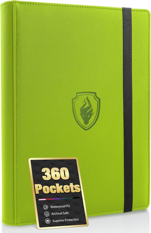 Fabmaker Premium 9 Pocket Card Binder - Sturdy Collection Album for 360 Cards | Sleek Green Design