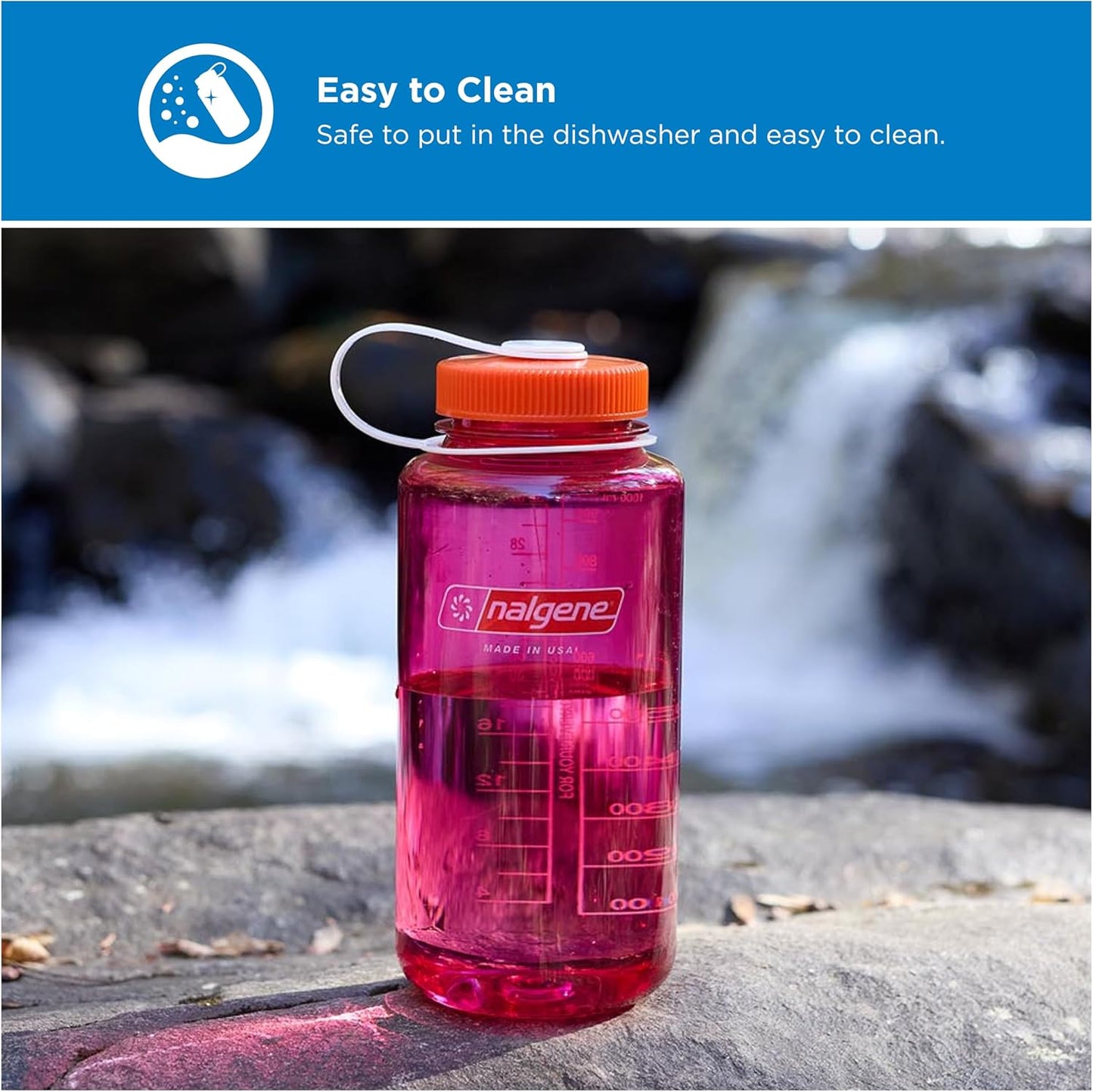 Nalgene 32 oz Wide Mouth Water Bottle - BPA-Free, Durable & Leak-Proof Design for Hiking, Gym & Travel