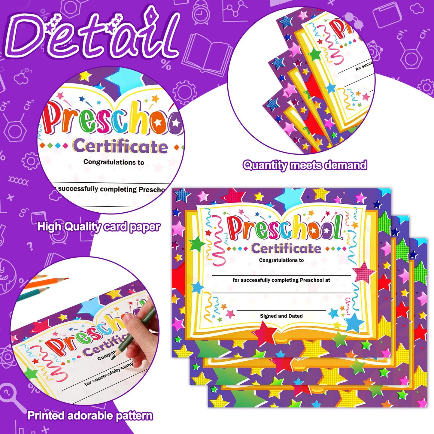 Yisong 35 Pcs Preschool Diploma Certificate Preschool 2026 Diploma Colorful Kindergarten Graduation Supplies Classroom Activities Award Certificate for Kid Student Teacher 8.5 x 11 Inch(Star Style)