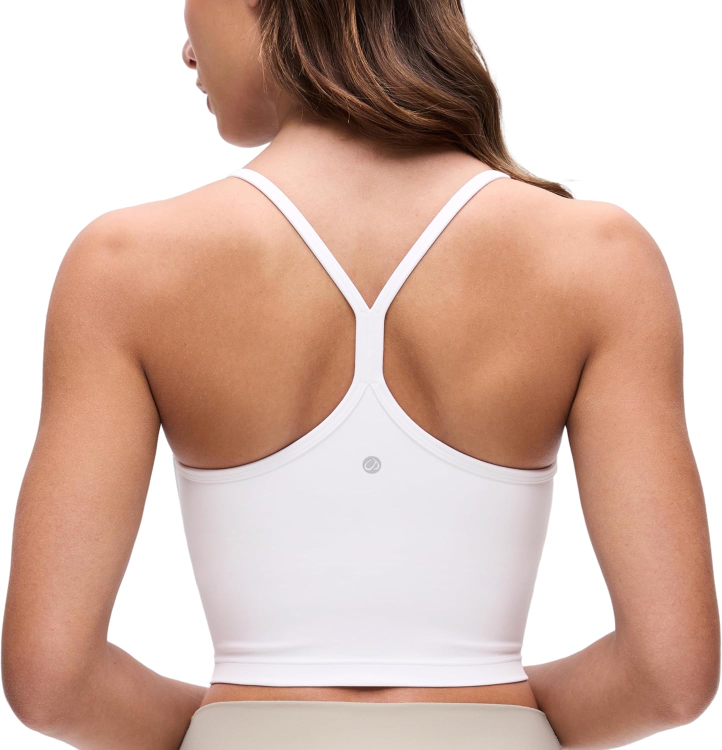 CRZ YOGA Butterluxe Y-Back Crop Tank Top for Women | Padded Racerback Sports Bra in Longline Design
