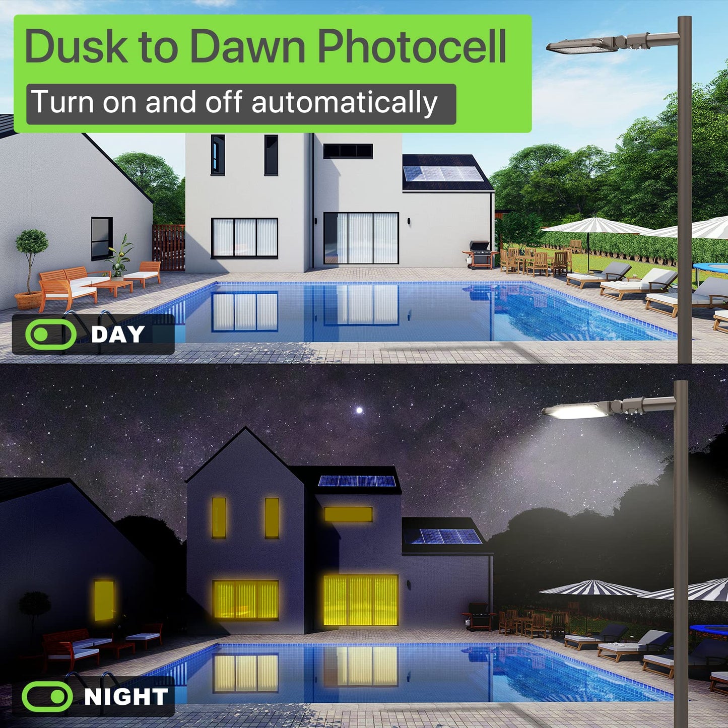 Glitgate 150W Led Parking Lot Light 22500LM 5000K Slip Fitter Mount Street Area Lighting with Dusk to Dawn Photocell 100-277V IP65 Waterproof LED Shoebox Lights for Yard, Roadway ETL Listed