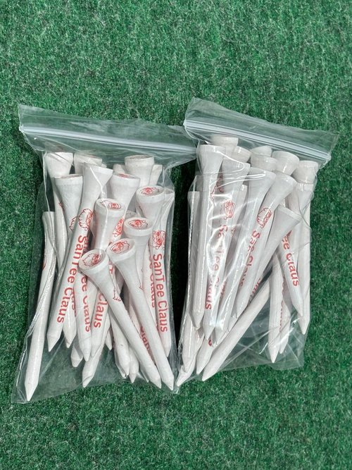 Golf Giddy! Santee Claus Golf Tees, 2.75 Inch White with Red Print, 50-Pack