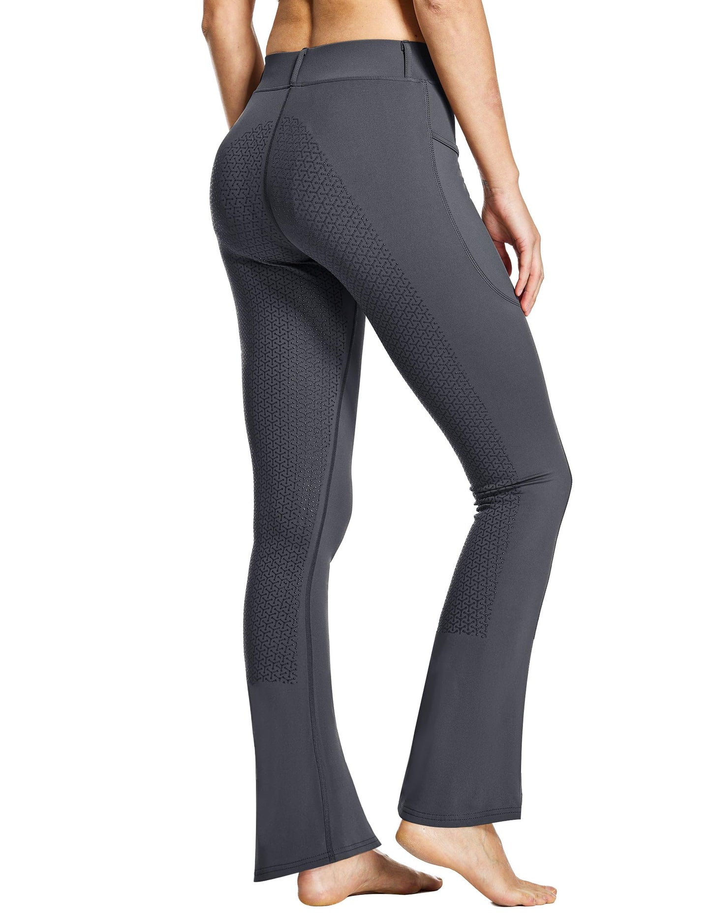 FitsT4 Sports Women's Full Seat Horse Riding Pants Bootcut Riding Tights with Pockets Equestrian Breeches for Women Darkgrey S