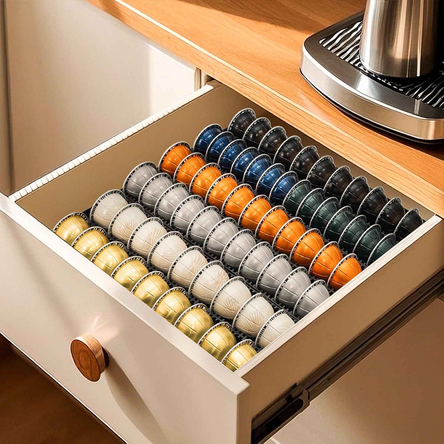 TelKeen Coffee Pod Storage Holder Drawer Insert for Counter Compatible with Nespresso Vertuoline Capsules, Nespresso Pod Holder for Nespresso Vertuo for Home, Office, Coffee Station (3 Packs)