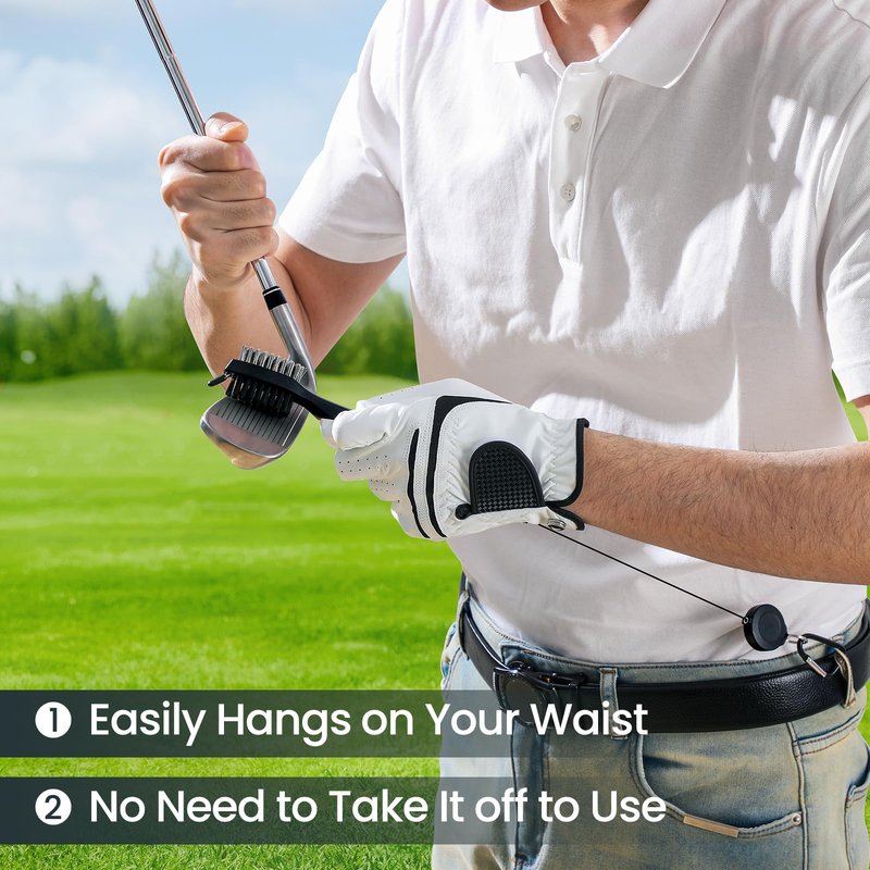 4 Pack Golf Club Brush and Club Groove Cleaner with Retractable Zip-line and Aluminum Carabiner Cleaning Tools , Golf Gifts for Men, Golf Accessories, Golf Ball Cleaner, Easily Attaches to Golf Bag