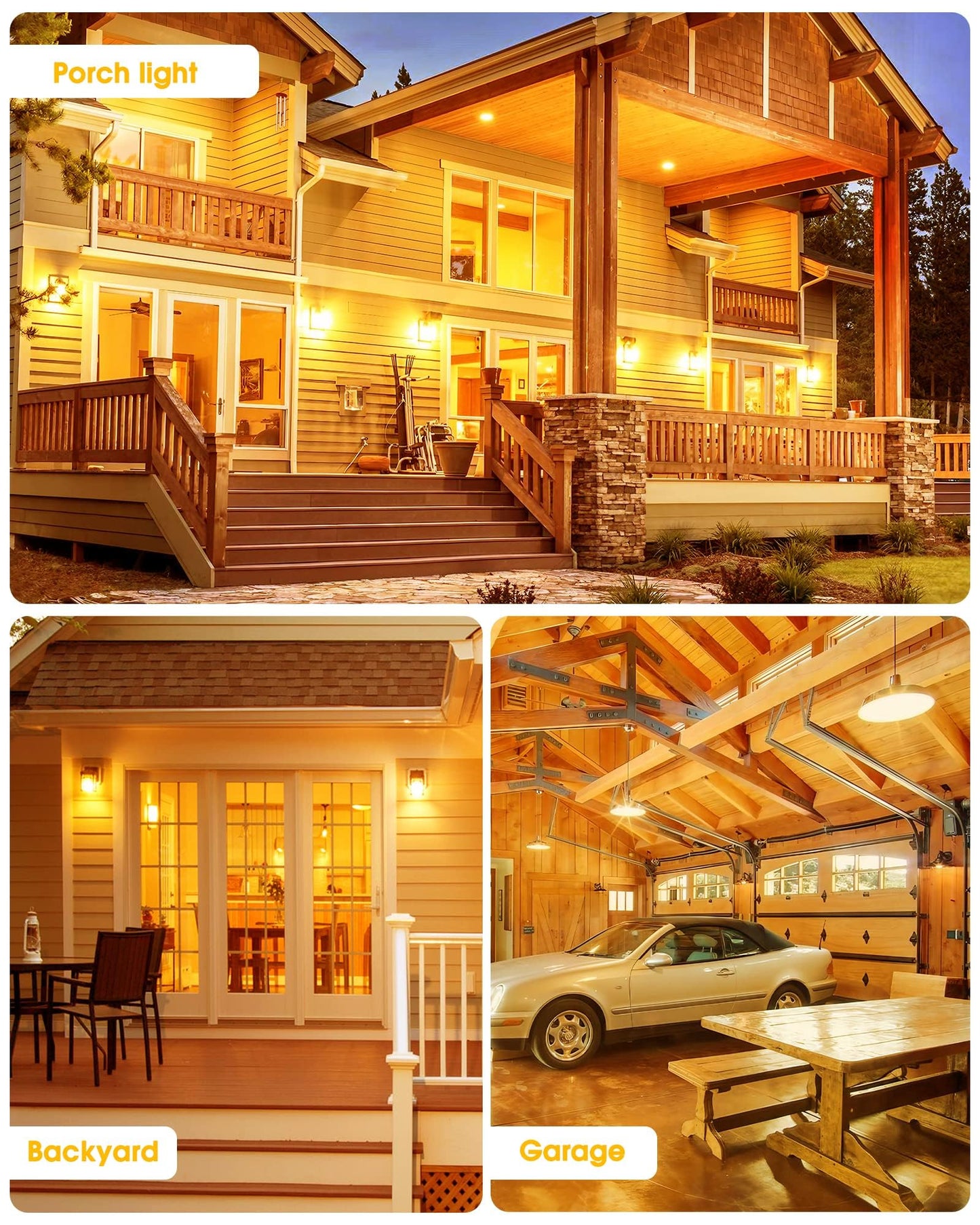 Yellow Bug Light Bulbs Outdoor, 150W Equivalent A19 Yellow Bug Lights for Outside, 13W High Brightness 1800K for Porch Lights, Not-Dimmable A19 Bulb for Patio, Deck, Backyard, Hallway, 2 Pack