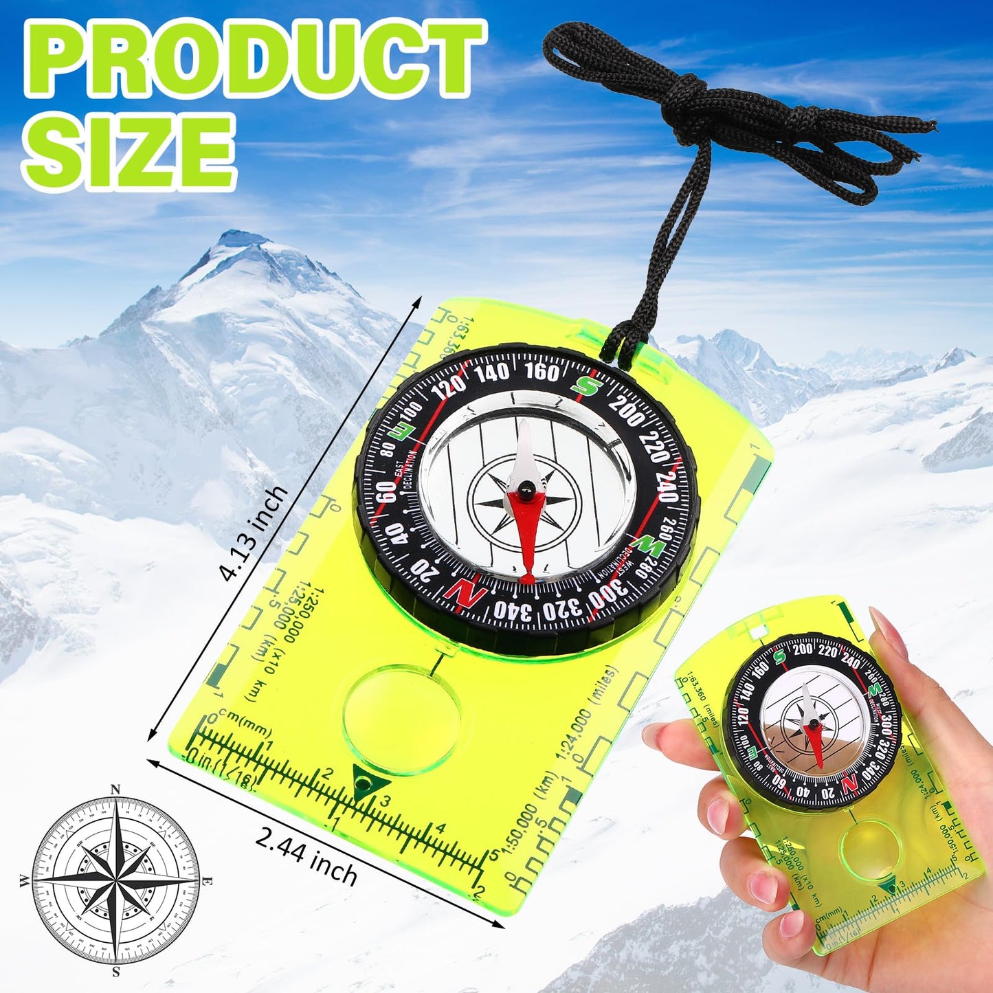 Geiserailie 20 Pcs Acrylic Orienteering Compass Hiking Backpacking Map Reading Compass for Navigation and Survival Outdoor Exploring