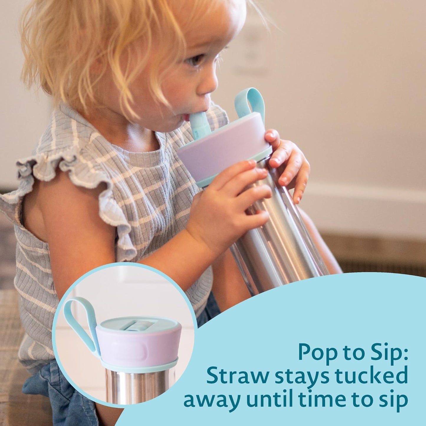 The First Years CoolCore Insulated Kids Water Bottle - Leak-Proof Spout & Double-Walled Design - 11 Oz Light Blue/Purple
