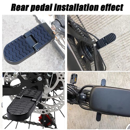 LOOEEL 1 Pair 10MM U Slot Bicycle Rear Pedals Folding Rear Seat Footrest Pedals Cycling Accessories for Mountain Bike, Folding Bicycle