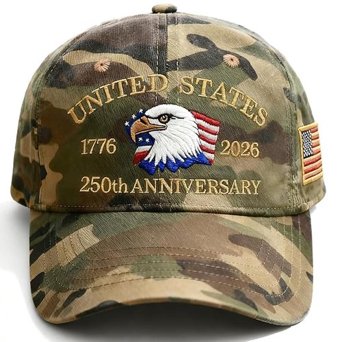 250 Anniversary USA Hat Adjustable Embroidered Eagles Hats 250th Anniversary Patriotic Washed Cap Camo