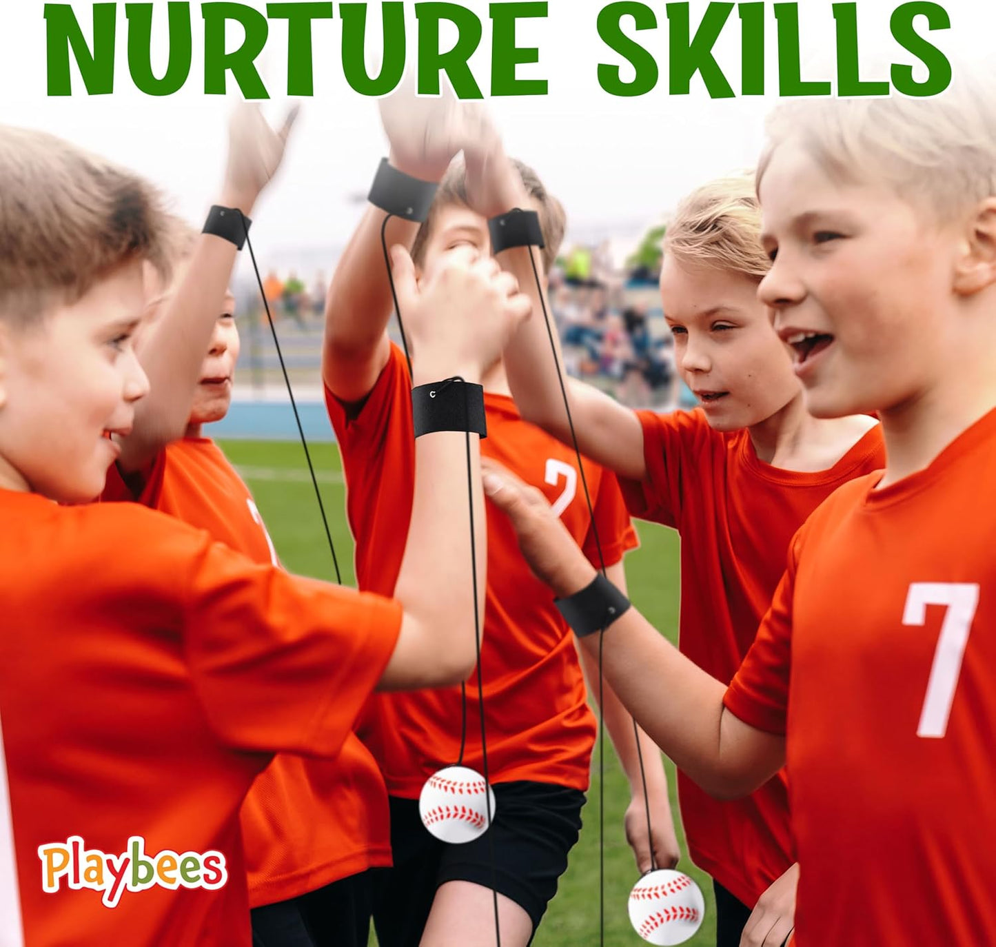 Playbees Reactive Practice Baseballs - Elastic Cord for Training & Outdoor Fun | 6 Pack for Kids
