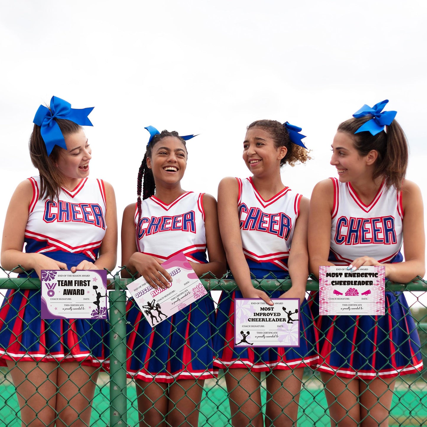 EYxsaxenk Cheerleading Achievement Award Certificates - 60Pcs End of Season Cheerleader Ceremony Award Cheerleading Championship Paper Achievement Certificate Student Reward Teacher Motivation Supply