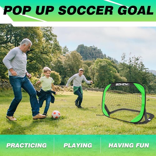 Bohen Pop Up Soccer Goals for Kids - Foldable Portable Soccer Net for Indoor & Outdoor Play (3.3x2.2FT)