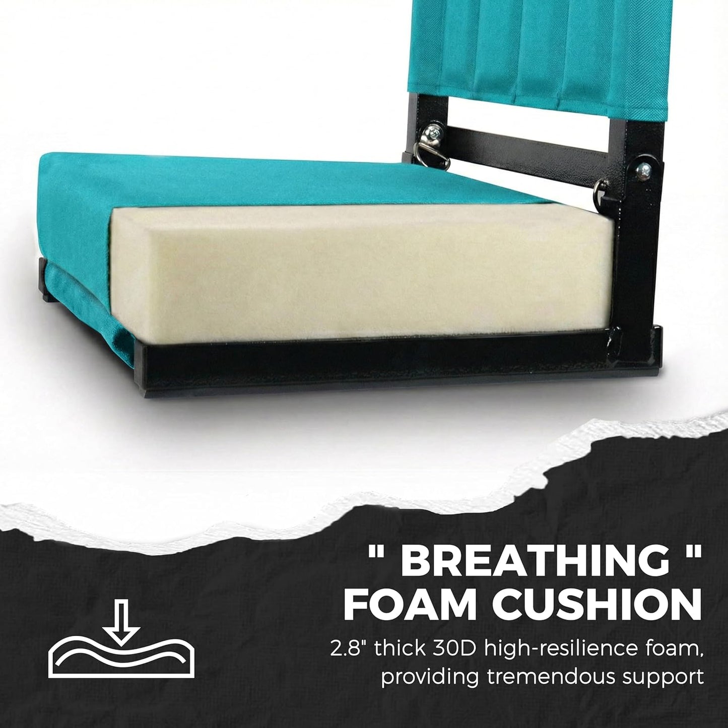 Sport Beats Stadium Seats - Comfortable Bleacher Chairs with Back Support & Cushion | Cyan, 1pc Regular - 17" W x 12" D x 16.5" H