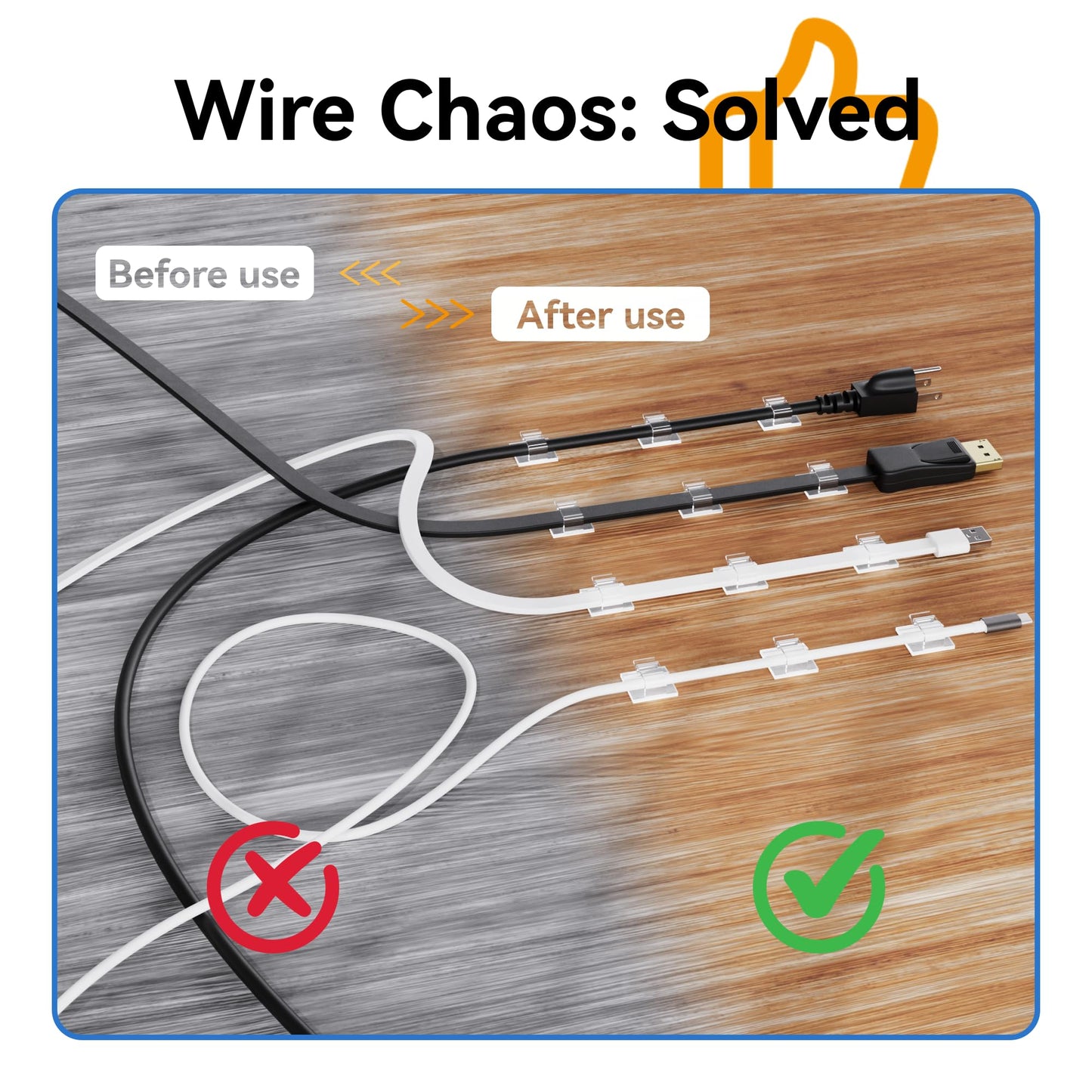 CableGeeker 120Pcs Cable Clips, Electrical Cord Management Adhesive Wire Clips Wall Cord Organizer, Used for Cars/Offices/Homes (Transparent)