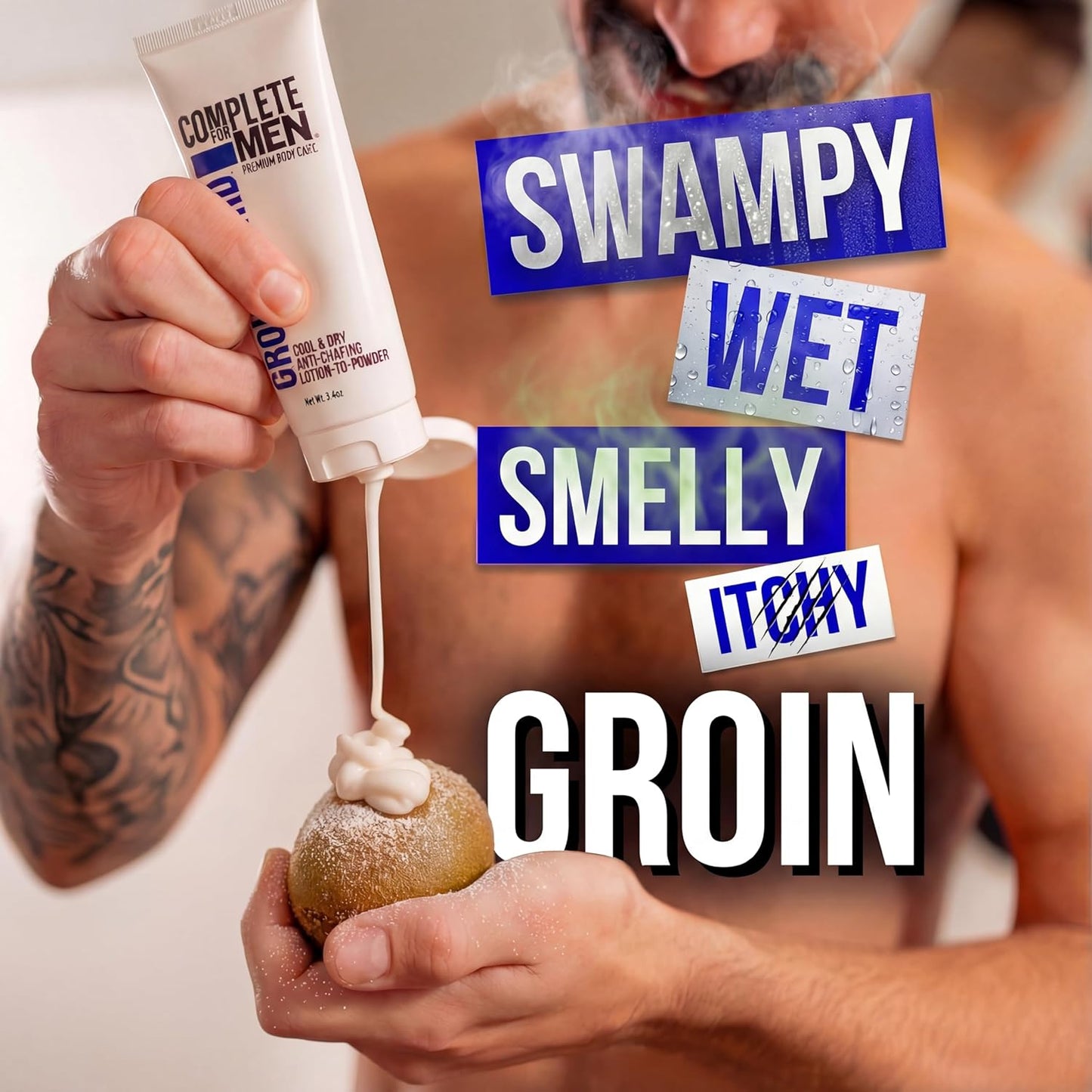Regine Switzerland Groin Guard Anti-Chafing Cream - Talc-Free, Natural Odor Control for Men, Non-Greasy Formula