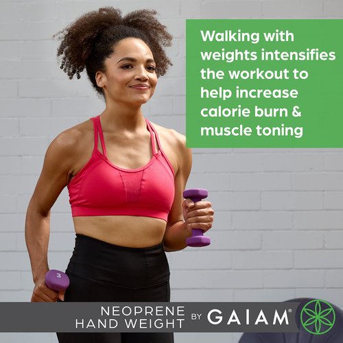 Gaiam Dumbbell Hand Weight (Sold in Singles) - Neoprene Coated Exercise & Fitness Dumbbell for Home Gym Workouts and Strength Training - Free Weights for Women and Men (12lb, Red)
