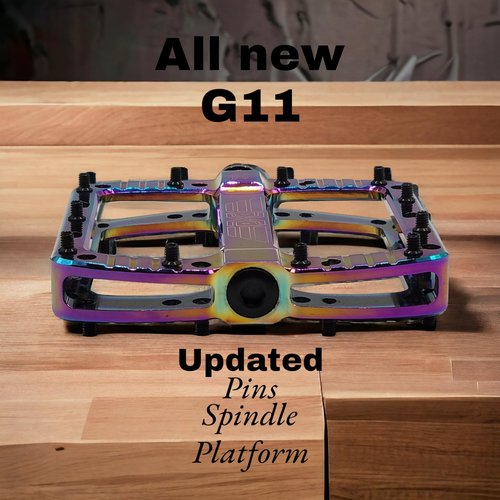 PDX G11 Mountain Bike Pedal MTB Pedal Large Concave Platform Machined Aluminum Polished Bicycle Non-Slip Pedals 9/16 Chromoly Spindle Smooth Ball Bearings (oilslick)