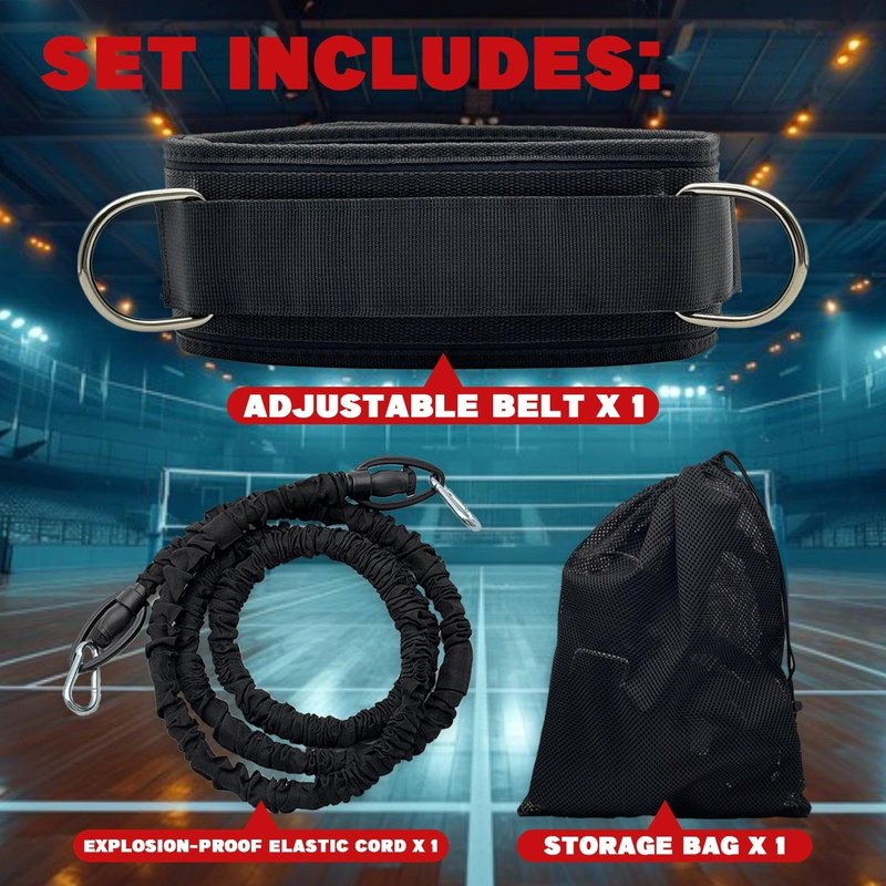 OKQX Basketball & Volleyball Agility Training Belt Kit – Resistance Band Speed & Coordination Trainer with Adjustable Waist Strap, Black 1-Pcak