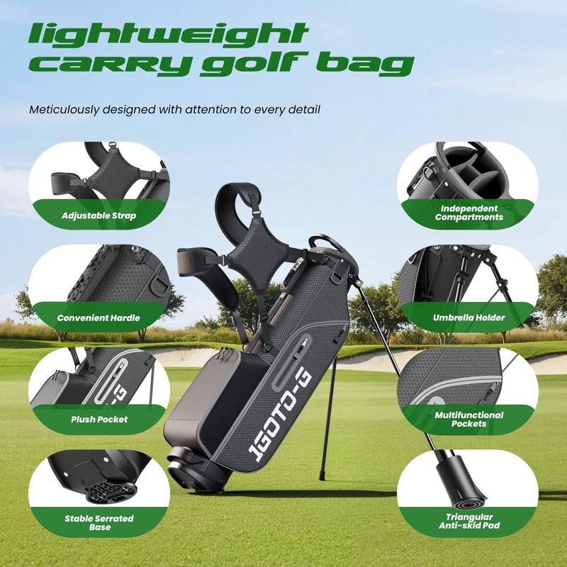 1GoTo-G Junior Golf Stand Bag - Youth Golf Bag Ages 14+ Lightweight Golf Stand Bag for Children & Adult