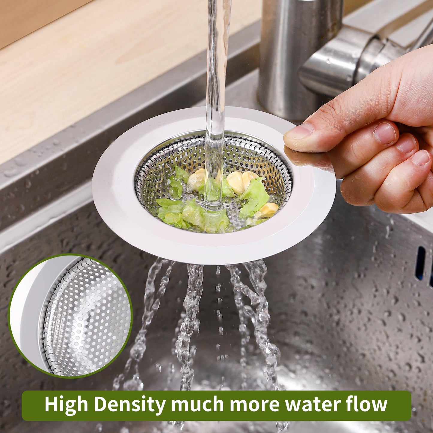 Anviiopu 2Pcs Kitchen Sink Drain Strainer,Stainless Steel Kitchen Sink Strainer,Sink Food Catcher, 4.5" Diameter for Most of Kitchen Sinks,Anti-Clogging,Rust Resistant