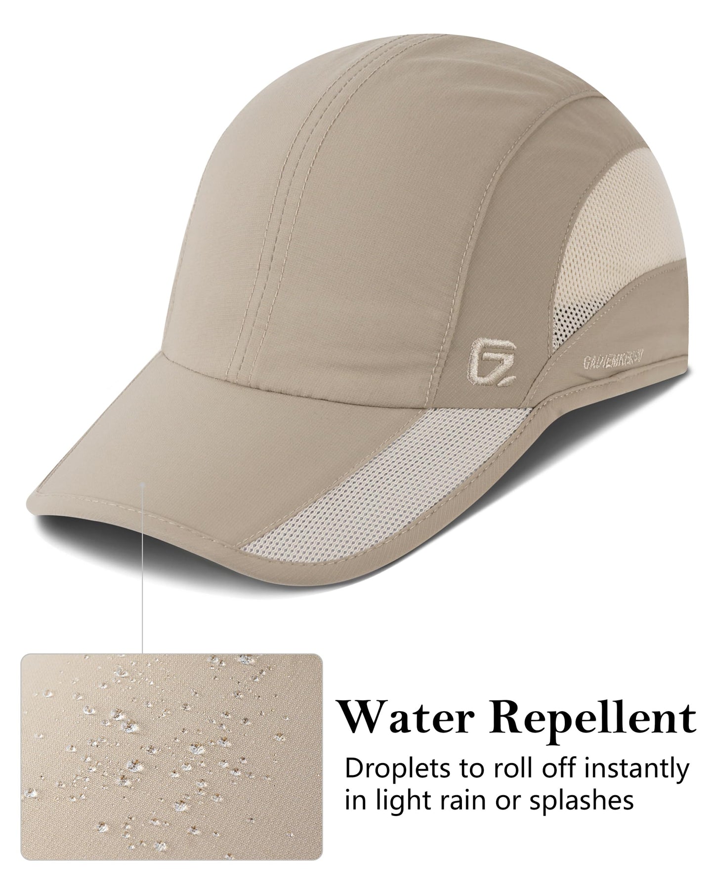 GADIEMKENSD Outdoor Running Hat Men's Dry Fit Cool Sports Hats UPF50+ Baseball Cap Quick Drying Golf Hats Breathable Airy Mesh Dad Caps for Workout Camping Tennis Hiking Cycling Khaki M