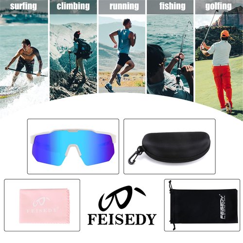 FEISEDY Sports Sunglasses Cycling Glasses for Men and Women,UV400 Protection Glasses for Baseball Fishing Golf B0069