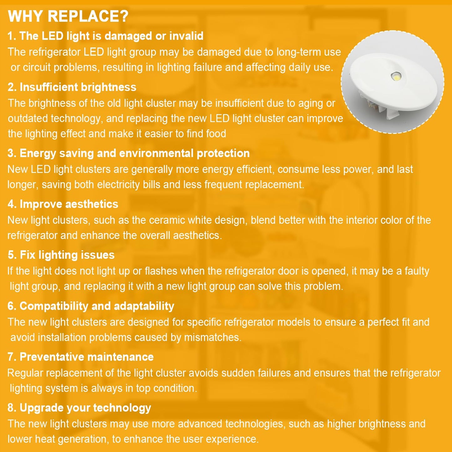 Aulpq Refrigerator LED Light Assembly for Ge Led Refrigerator Light Bulb Covers Assembly WR55X11132-2025 New Up (1 Pcs)