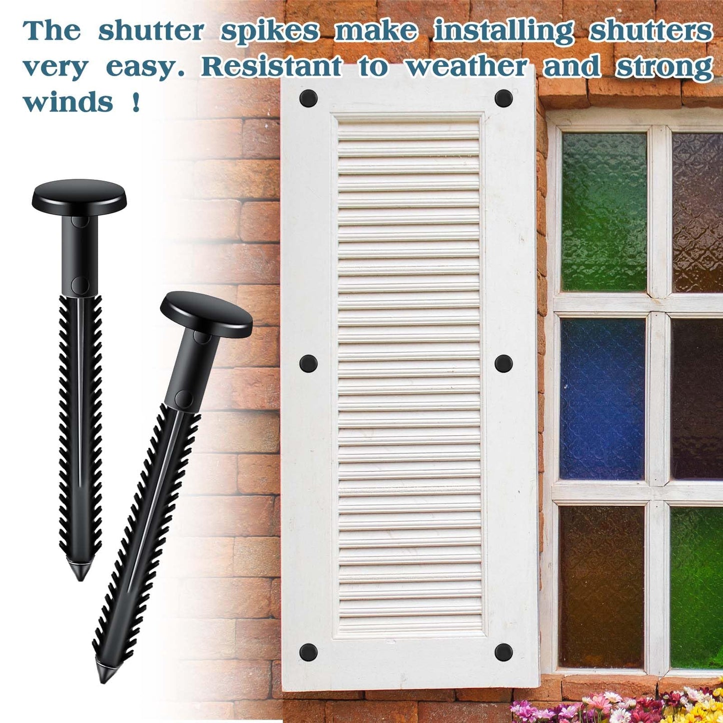 QincLing 30Pcs Vinyl Shutter Fasteners 3 Inch Black Window Shutter Panel Pegs Shutter Screws Pins Plastic Shutter Exterior Spike Loks Anchor for Installing Decorative Wood Aluminum Vinyl Shutter