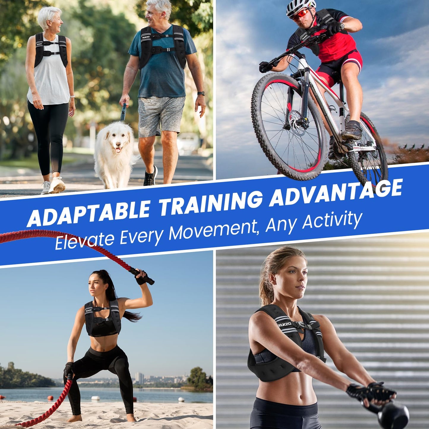 KUKZO Weighted Vest for Women Men 12LB Body Weight Vest with Reflective Stripes for Running,Walking,Workout,Strength Training,Weight Loss